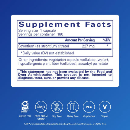 Pure Encapsulations Strontium (Citrate) – Hypoallergenic Bone Support, 180 Capsules