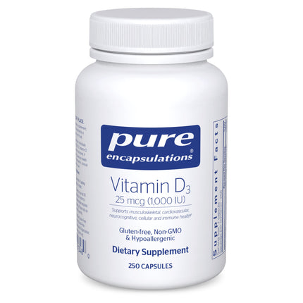 Pure Encapsulations Vitamin D3 25 mcg (1,000 IU) – Supports Bone, Immune, Heart & Colon Health | 250 Capsules