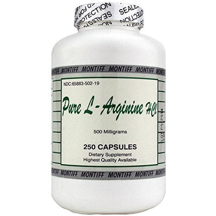 Pure L-Arginine HCl 500 mg – 250 Capsules | Montiff