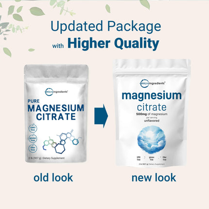 Pure Magnesium Powder, 2lbs | Magnesium Citrate Powder | Unflavored | Relaxation and Nutrient Utilization | Easily Absorbed | Non-GMO, Vegan