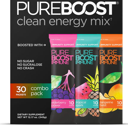 Pureboost Immune Clean Energy Booster – Sugar-Free Drink Mix, 30-Count Pack