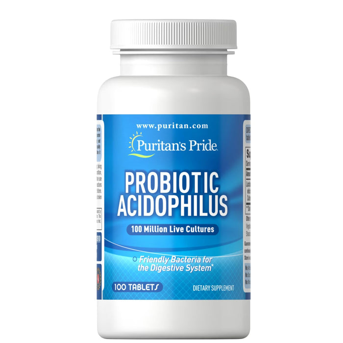 Puritan's Pride Probiotic Acidophilus Tablets – White, 100 Count (3-Month Supply)