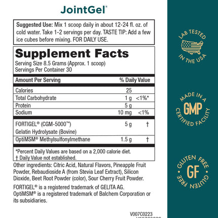 Purity Products JointGel Formula – Collagen Peptides + MSM, Berry Powder, 30 Day Supply