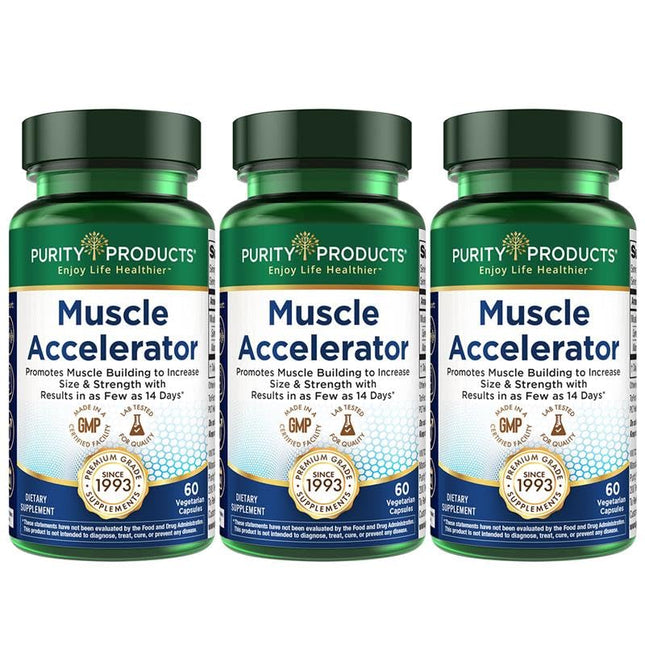 Purity Products Muscle Accelerator 650 mg – Patented & Clinically Tested Ayurvedic Blend for Strength, Endurance + Muscle Growth | 60 Veg Caps (3)