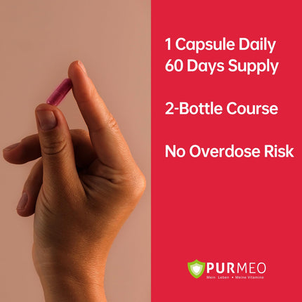 Purmeo Tinnitus Relief – 1 Daily Capsule | German-Grade Alpha Lipoic Acid & Methylcobalamin