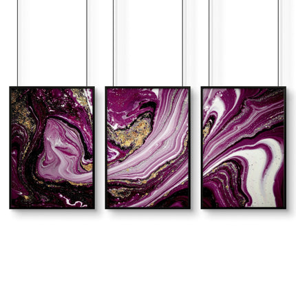 Purple Wall Art for Bedroom – Set of 3 Abstract Prints