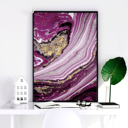 Purple Wall Art for Bedroom – Set of 3 Abstract Prints