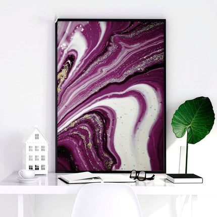 Purple Wall Art for Bedroom – Set of 3 Abstract Prints