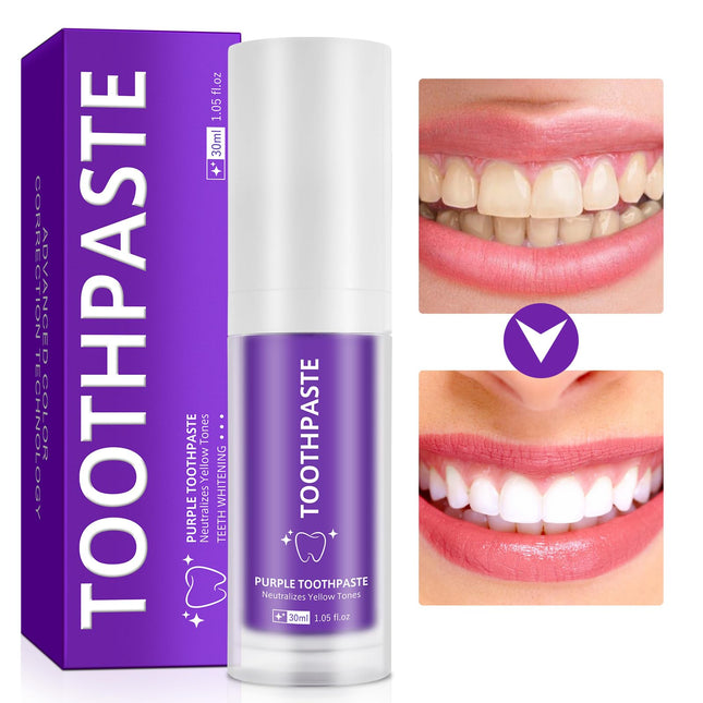 Purple Toothpaste, Teeth Whitening Colour Corrector Toothpaste for Teeth Whitening, Color Correcting Technology, Natural Removal Surface Stain