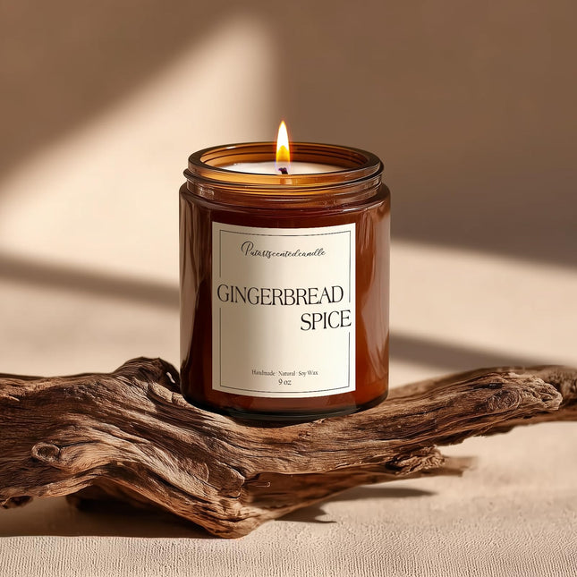 Putart Gingerbread Spice Candles - Natural Soy Wax Aromatherapy 9oz Xmas Jar Gift