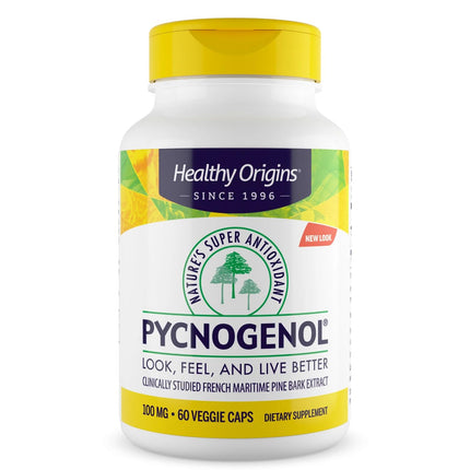 Healthy Origins Pycnogenol 100 mg – Pine Bark Extract, Non-GMO, 60 Veggie Caps