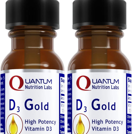 QNL D3 Gold Vitamin D Liquid Drops – Bone Strength, Immune & Cardiovascular Support | 0.43 fl oz (Pack of 2)