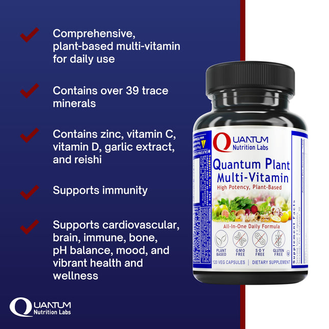 QNL Quantum Plant Multi-Vitamin – Complete Plant-Based Multivitamin for Immune Support (120 Capsules)