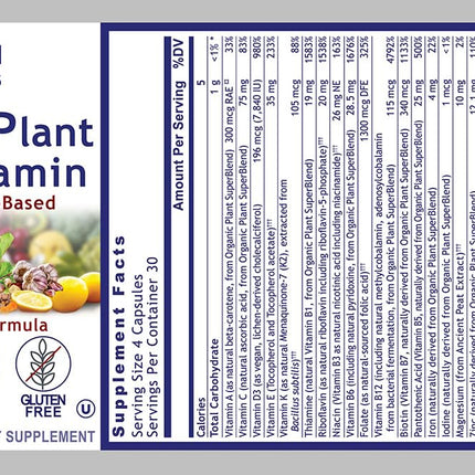 QNL Quantum Plant Multi-Vitamin – Complete Plant-Based Multivitamin for Immune Support (120 Capsules)