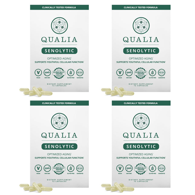 Qualia Senolytic Ultimate Formula for Enhanced Cell Repair & Rejuvenation — 2-Day Aging & Longevity Support (Pack of 4) | QUALIA LIFE SCIENCES