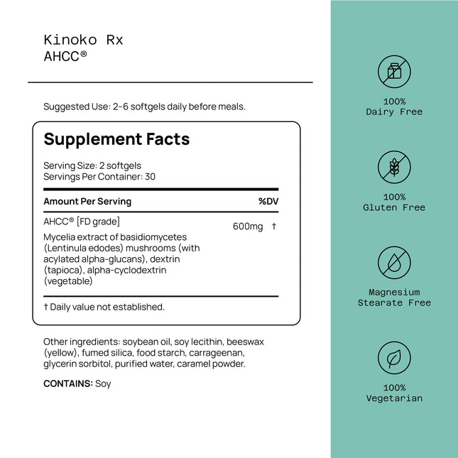 Quality of Life Immune Support AHCC Rx 60 Softgels | Premium Mushroom Blend