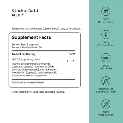 Quality of Life Kinoko Gold AHCC – 500 mg Capsule, Immune Support, 60 Veg Capsules