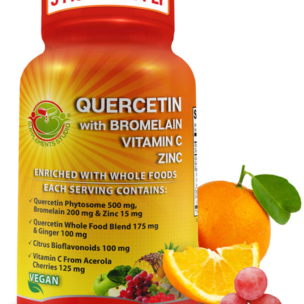 SUPPLEMENTS STUDIO Quercetin with Bromelain, Vitamin C & Zinc – 1215mg per Serving