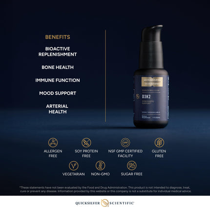 Quicksilver Scientific Nanoemulsified D3K2 — Liposomal Vitamin D3 + K2 MK7