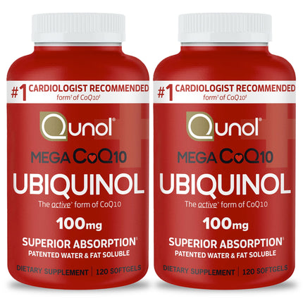 Qunol Mega Ubiquinol CoQ10 100mg – Superior Absorption, 240 Softgels (Pack of 2)