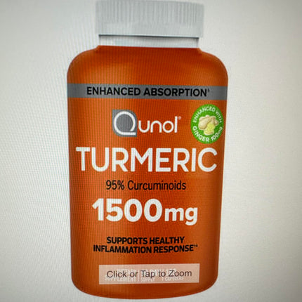 Qunol Turmeric Curcumin 1500mg with Black Pepper & Ginger – 180 Veg Capsules