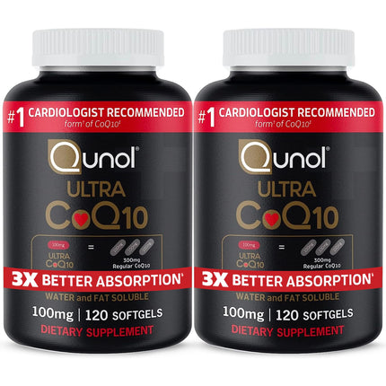 Qunol Ultra CoQ10 100mg | 3x Better Absorption | Water & Fat-Soluble CoQ10 | 240 Softgels