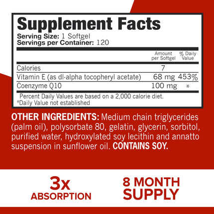 Qunol Ultra CoQ10 100mg | 3x Better Absorption | Water & Fat-Soluble CoQ10 | 240 Softgels