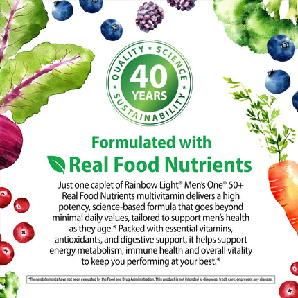 Rainbow Light Men's One 50+ Multivitamin – Immune Support, 90 Tablets