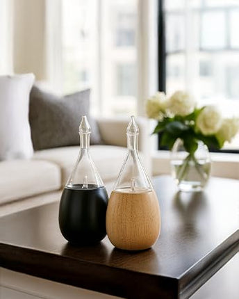 Raindrop 2.0 Waterless Glass Diffuser - Organic Aromas, Auto-Off, BPA-Free, Black