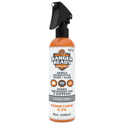 Ranger Ready Repellents 0.5% Permethrin Spray for Clothes & Outdoor Gear - Scent Zero, 8 fl oz