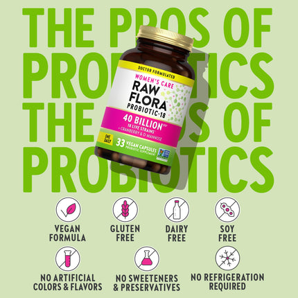 Raw Flora Women's Probiotics — 40B CFU + Prebiotics | 33 Vegan Capsules
