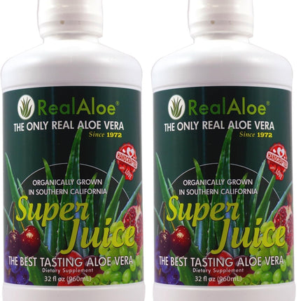 Real Aloe Vera Super Juice, 32 Fluid Ounce (Pack of 2) – Pure Aloe Vera Inner Leaf Gel