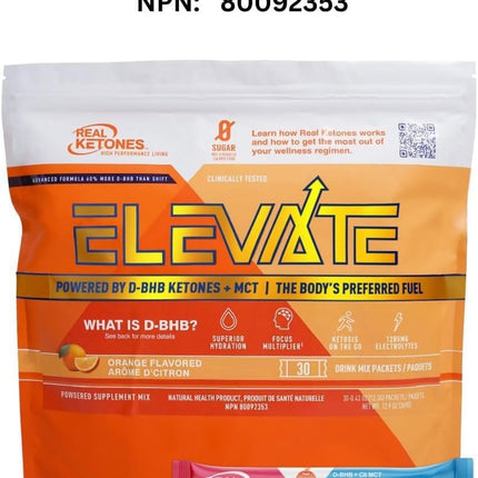 Real Ketones MCT & BHB Exogenous Ketones Drink Packets – Electrolyte Hydration, No Sugar, 30-Pack, Orange