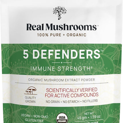 Real Mushrooms 5 Defenders Mushroom Complex – 5-Mushroom Beta Glucans (45 Servings)