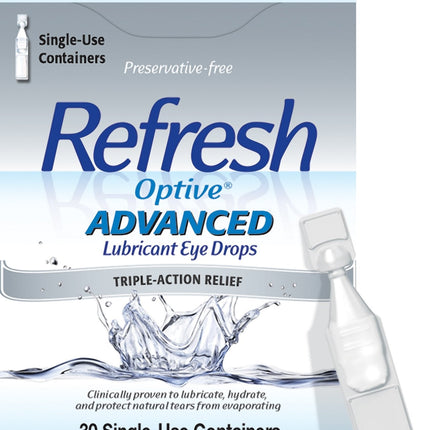 Refresh Optive Advanced Preservative-Free Lubricant Eye Drops – 30 Single-Use Vials