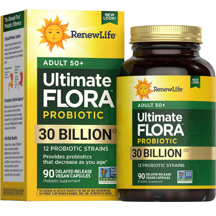 Renew Life Probiotic Adult 50 Plus – 30 Billion CFU, 90 Count Capsules | Digestive & Immune Support
