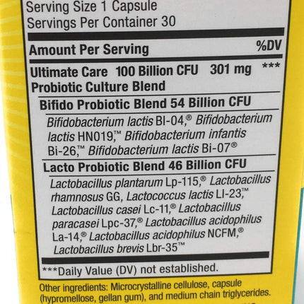 Renew Life Ultimate Flora Care Probiotic 100 Billion, 30 Count – Daily Probiotic