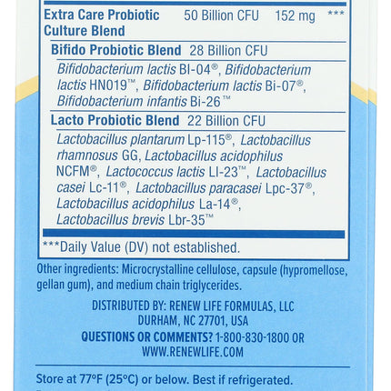 Renew Life Ultimate Flora Extra Care Probiotic 50 Billion, 60 Count