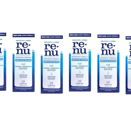 Renu Advanced Formula Multi-Purpose Solution – Triple Disinfectant, 2 oz Travel Size (Pack of 6)