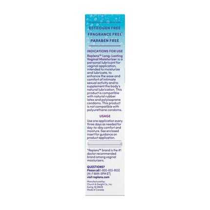 Replens Long Lasting Vaginal Moisturizer – 3-Pack with Reusable Applicator | 14 Applications