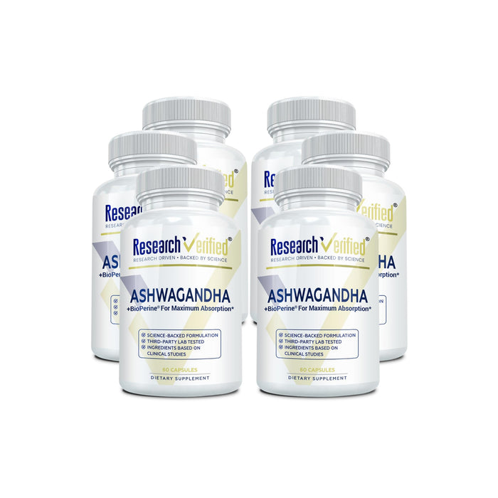 Research Verified Ashwagandha 1500mg with Bioperine & Ginger | 60 Vegan Capsules