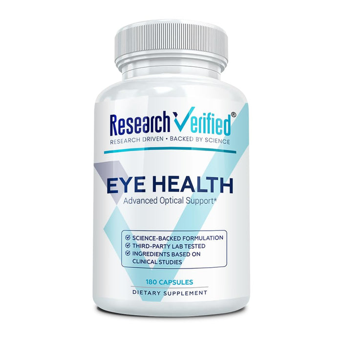 Research Verified Eye Health - Nourish and Protect Eyes and Vision, Support Healthy Retina, Improve Blood Supply to Eyes - Vitamins A, B, C, and E - 180 Capsules - 3 Month Supply - Made in The USA