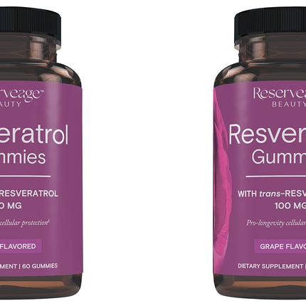 Reserveage Beauty Resveratrol Gummies 100 mg - Heart Health, Healthy Aging - Vegan 2-Pack