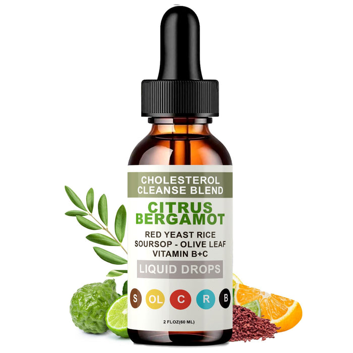 RESONA Red Yeast Rice Drops – High-Absorption Cholesterol Support with Citrus Bergamot, Olive Leaf & Soursop | Vegan, Non-GMO – 2 fl oz