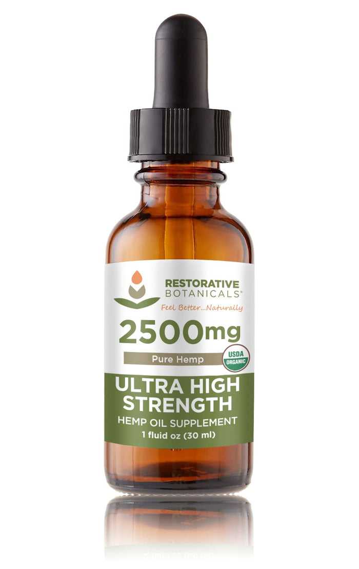 Ultra High Strength Hemp Oil Supplement - USDA Organic, 60 Servings | Restorative Botanicals