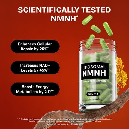 Resurrected Health Liposomal NMNH – NAD+ Support, 300 mg per Capsule, 60 Capsules (2 Packs)