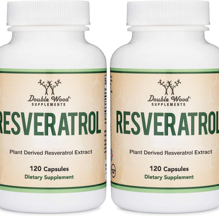 Resveratrol 500mg per Serving – 120 Capsules (Pack of 2) | Double Wood