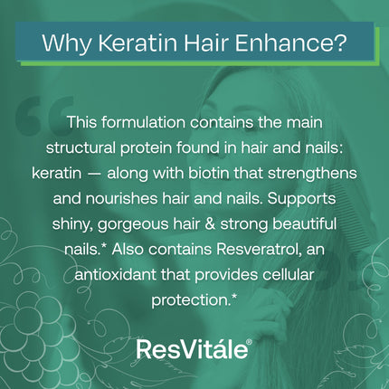 ResVitale Keratin Hair Enhance - Keratin + Biotin Hair Growth Supplement | 60 Capsules