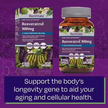 ResVitale Resveratrol 500 mg – 60 Veggie Capsules | Antioxidant & Immune Support