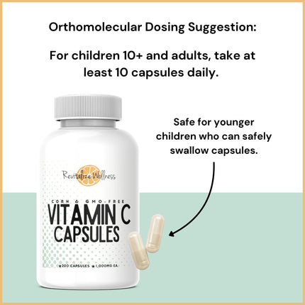 Revitalize Wellness Vitamin C Capsules – 1000 mg, 200 Servings, Pure & GMO-Free